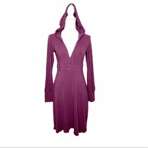 NOMADS HEMPWEAR Hooded Long Sleeve Deep V Dress